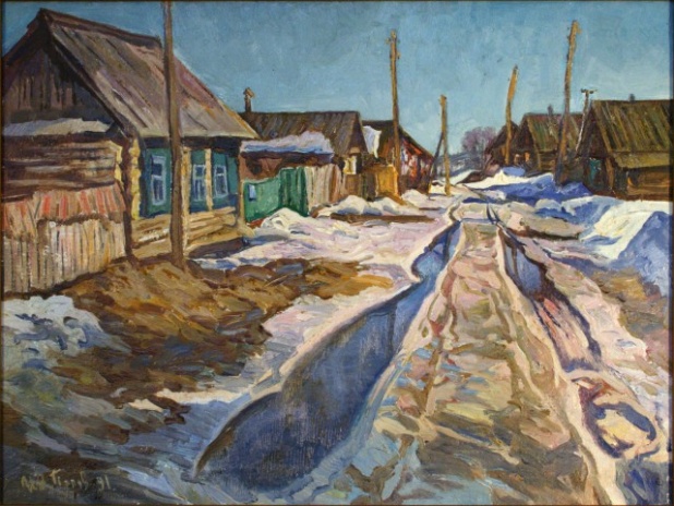 Попов Иван Петрович (1926-2007) Весна на Баклани. 1991.Холст, масло, 50х70 см. ОФ 1364.jpg