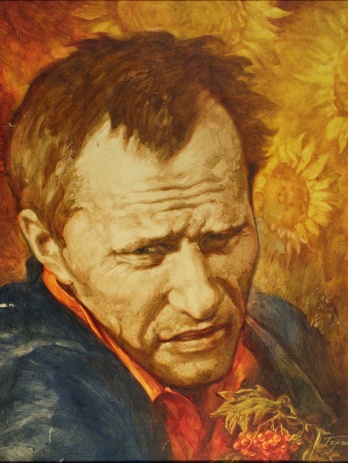 Портрет В.М. Шукшина. 1981 г. Двп, акварель. 63х58 см. ВММЗШ ОФ 887