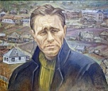 КРУПНЫМ ПЛАНОМ. Попов Иван Петрович (1926-2007). На родине. (В.М. Шукшин). 1989. Холст, масло